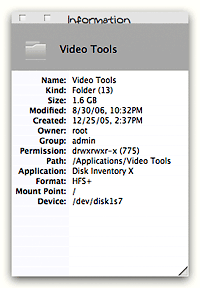 Disk Inventory Info Pane