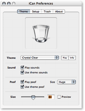 iCan's Preferences Window Showing Theme Options