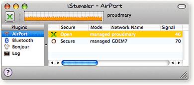 iStumbler Wireless Network Monitor: Airport signals