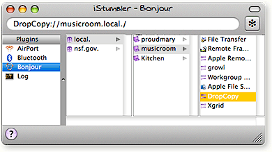 iStumbler Wireless Network Monitor: Bonjour data source browser