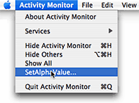 SetAlphaValue Menu Item in Activity Monitor