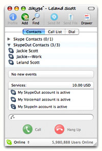 Skype's Somewhat Cluttered Main Window from Version 1.4, July 2006