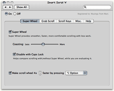 Smart Scroll's Preference Pane for Super Wheel